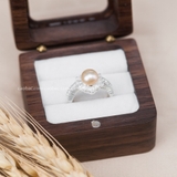 Nhẫn bạc Việt Nam Ngọc trai Freshwater viền đá nhọn