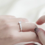 Nhẫn bạc Việt Nam ổ đá bốn chấu cạnh xoắn đá