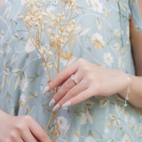 Nhẫn bạc Việt Nam ổ đá sáu chấu cạnh hai hàng đá