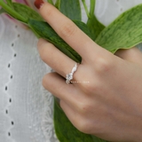 Nhẫn bạc Việt Nam ổ đá sáu chấu cạnh xoắn đá