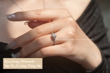 Nhẫn bạc Việt Nam xi vàng trắng đính Kim Cương Moissanite 6 li Elise