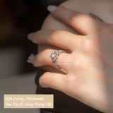 Nhẫn bạc Việt Nam xi vàng trắng đính Kim Cương Moissanite 7 li Star Heart