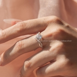 Nhẫn bạc Việt Nam ổ đá bốn chấu cạnh v đá