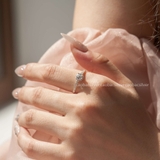 Nhẫn bạc Việt Nam ổ đá bốn chấu viền đá tròn mini