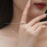 Nhẫn bạc Việt Nam ổ đá bốn chấu viền đá tròn mini