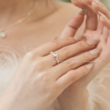 Nhẫn bạc Việt Nam ổ đá sáu chấu cạnh lá đá