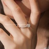 Nhẫn bạc Việt Nam xi vàng trắng 18k đính kim cương Moissanite 5li Forever Love