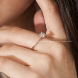 Nhẫn bạc Việt Nam xi vàng trắng 18k đính kim cương Moissanite 5li Tiffanie