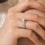 Nhẫn bạc Việt Nam xi vàng trắng 18k đính kim cương Moissanite 6li Promise