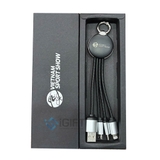 Cáp 3 In 1 Kiêm Móc Khoá - Khắc Logo Phát Sáng Việt Nam Cycle
