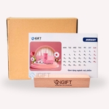 Lịch để bàn đế gỗ - Khắc logo theo yêu cầu - MS02