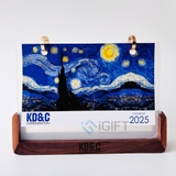 Lịch gỗ để bàn khắc logo theo yêu cầu - MS06