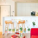 Decal dán tường chậu cây xương rồng cute