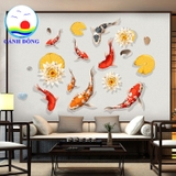 Decal dán tường đàn cá koi phong thủy sang trọng