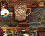 Trang trí quán cà phê coffee đẹp sang trọng Tranh dán tường, kính, gỗ sẵn keo dán dễ - in size theo yêu cầu