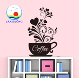 Decal dán tường coffe size lớn hoa văn độc đáo