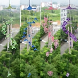 Chuông gió trái tim hồng đáng yêu 4 thanh kim loại