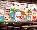 Giấy dán tường mèo thần tài Nhật bản MANEKI NEKO may mắn