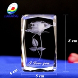 Tượng Hoa Hồng Pha Lê Chạm Khắc 3D Lãng Mạn Sang Trọng - Quà Tặng Ý Nghĩa