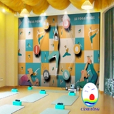 Giấy dán tường yoga nhiều tư thế trang trí phòng tập ấn tượng