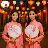 Quạt cổ trang chụp hình tết Cảnh Đông - Múa biểu diễn sự kiện, trang trí decor ,quà tặng lưu niệm - Kiểu dáng tròn