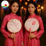 Quạt cổ trang chụp hình tết Cảnh Đông - Múa biểu diễn sự kiện, trang trí decor ,quà tặng lưu niệm - Kiểu dáng tròn