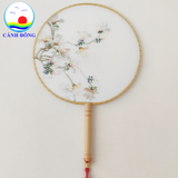 Quạt cổ trang chụp hình tết Cảnh Đông - Múa biểu diễn sự kiện, trang trí decor ,quà tặng lưu niệm - Kiểu dáng tròn