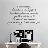 Decal dán tường chữ  truyền động lực tự tin thành công IF YOU DON'T ASK.... THE ANSWER IS ALWAYS NO