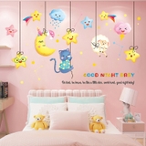 Decal dán tường phòng bé mặt trăng dễ thương sang trọng bé con ngủ ngon an giấc