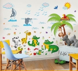 Decal dán tường vườn thú vui nhộn đáng yêu