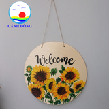 Bảng treo cửa Welcome gỗ 30 cm treo cửa kính, tường vẽ tay sáng tạo độc đáo tặng kèm móc dán treo - Nhận vẽ theo yêu cầu