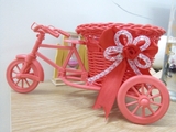 Giỏ hoa xe đạp trang trí 22cm bánh xe di chuyển linh động đa sắc màu