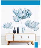 Decal dán tường 3D hoa xanh sang trọng dán được kính