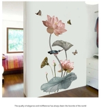 Decal dán tường hồ sen phong thủy sang trọng size lớn kiểu mới