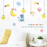 Decal dán tường phòng bé mặt trăng dễ thương sang trọng bé con ngủ ngon an giấc