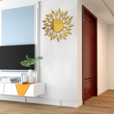 Gương trang trí mặt trời nghệ thuật sang trọng dán tường, kính, gỗ tiện lợi