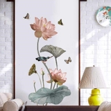 Decal dán tường hồ sen phong thủy sang trọng size lớn kiểu mới