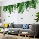 Decal dán tường lá xanh nhiệt đới không gian phòng thư giãn, sinh động phòng spa, homestay, cửa hàng