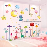 Trang trí phòng bé sinh động dễ thương decal dán tường combo sang trọng size lớn