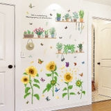 Decal dán tường chậu cây xanh mát trang trí phòng sang trọng