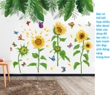 Decal dán tường hoa hướng dương mặt trời đẹp sang trọng