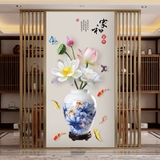 Decal dán tường hoa sen bình sen xanh sang trọng