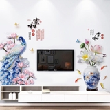 Decal dán tường hoa sen bình sen xanh sang trọng