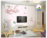 Giấy dán tường phong cảnh hoa đào nở rộ rực rỡ và đầy lãng mạn
