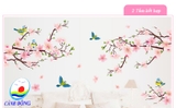 Giấy dán tường phong cảnh hoa đào nở rộ rực rỡ và đầy lãng mạn