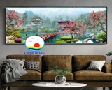 Decal dán tường phong cảnh non nước hữu tình thiên nhiên yên bình in theo size yêu cầu trên nhiều chất liệu - sẵn keo dán dễ