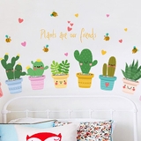 Decal dán tường chậu cây xương rồng cute