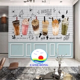Decal Dán Tường Quán Trà Sữa Đẹp Ấn Tượng