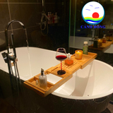 Khay gác bồn tắm tre cao cấp thư giãn gấp gọn tiện lợi - giá đỡ tre bồn tắm ngồi