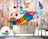 Decal Dán Tường Âm Nhạc Cây Đàn Sắc Màu Trang Trí Phòng Độc Đáo, Ấn tượng
